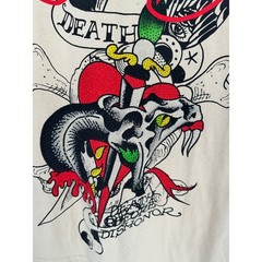 Ed Hardy Mens Khaki Death Before Dishonor Rhinestone Graphic T-ShirtL