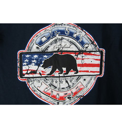Smartex Cali Life Bear Flag Short Sleeve Black Crew Neck Shirt Cotton Medium