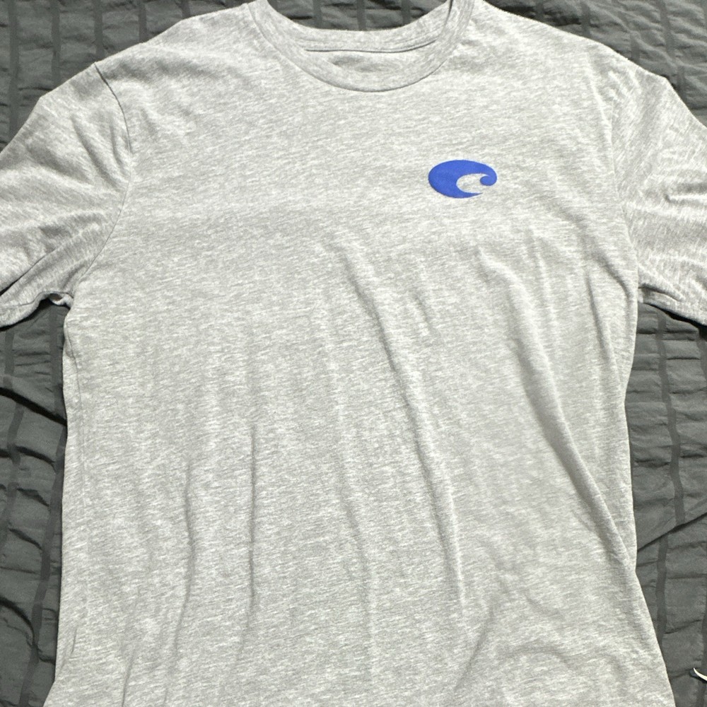 Costa Del Mar Men’s L Gray Crew Neck Short Sleeve Born On The Water Tagless Tee