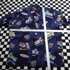 Vintage Harley Davison biker Hawaiian style all over print button up Shirt 2XL