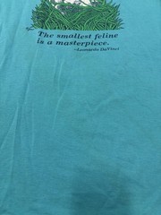 Vintage 80s Hanes T Shirt Mens M Teal Kitten Da Vinci Art USA 50/50