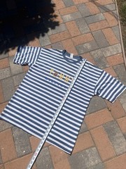 Vintage Tommy Hilfiger Made In USA Embroidered Blue White Striped T-Shirt Size L