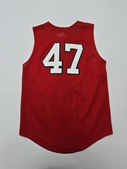 Teamwork Boys Red Mesh Jersey Size 12-14 Athletic Sleeveless Number 47