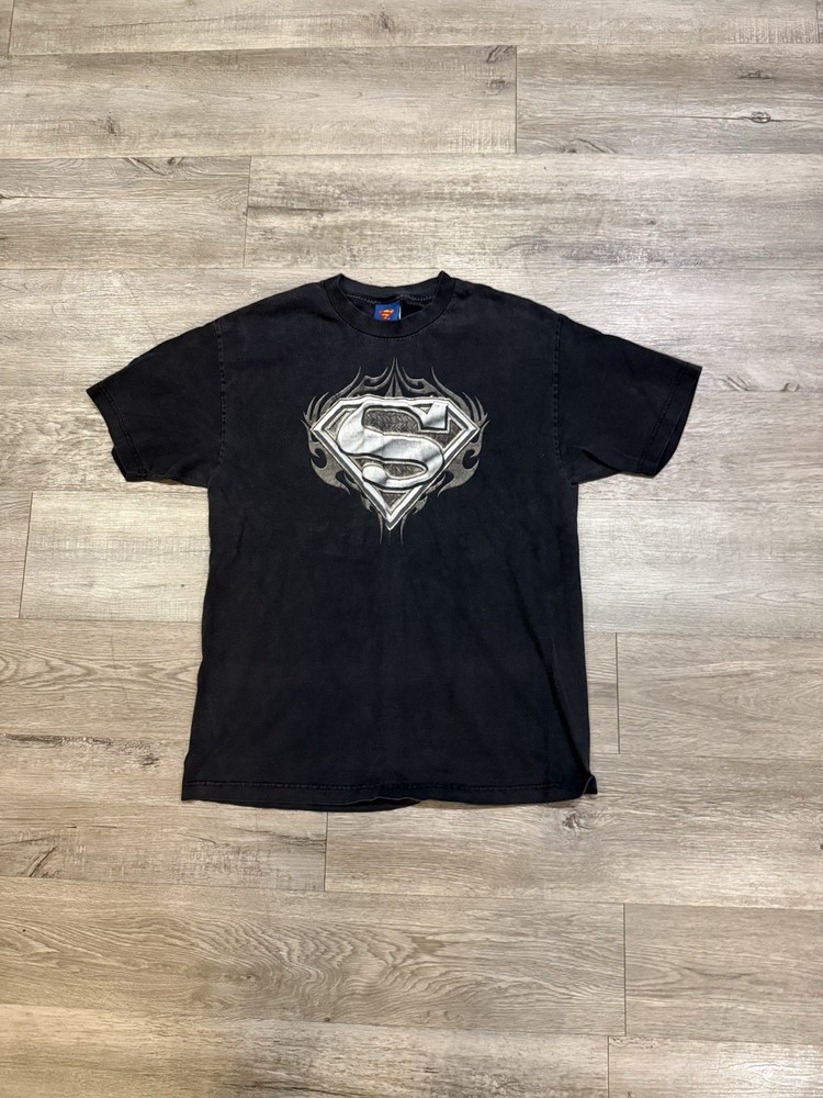 Vintage Superman Tee Y2k Diamond Plate Man Of Steel DC Comics 05 T-Shirt Size L