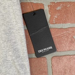 True Religion Mens Tshirt Size Large Gray Horseshoe Logo Rinestone Shine NWT $59