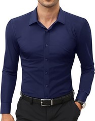 Spring Fashion Stretch Shirt Men Casual Long Sleeves Business Casual Coat
