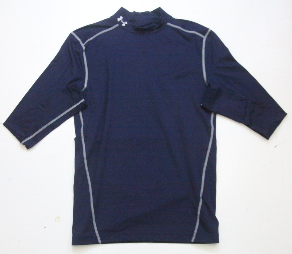 Large Under Armour Blue Tee T-Shirt Top Long Sleeve Polyester Elastane Cold 1638