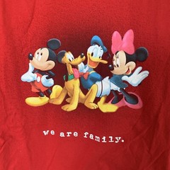 Disney We Are Family Mickey And Friends Red Graphic Shirt Sz XL