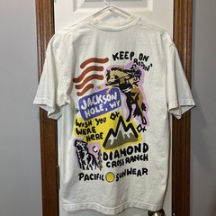 Diamond Cross Ranch White T-Shirt Tee Men’s Size Med Jackson Hole Wyoming Cowboy