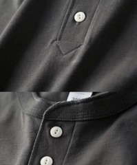 Spring Men Vintage Classic Henry Collar Shirt Casual Long Sleeve T-Shirts