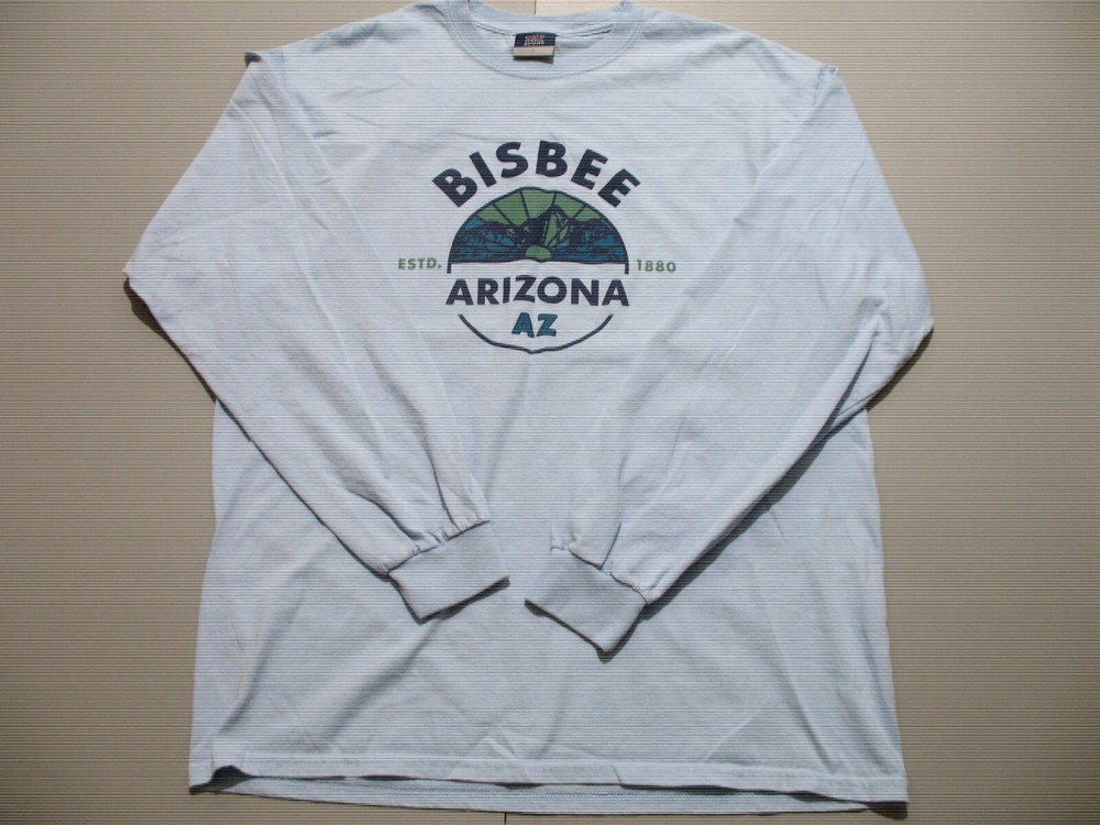 MV Sport Bisbee Arizona T-Shirt Men’s Large Long Sleeve Light Blue