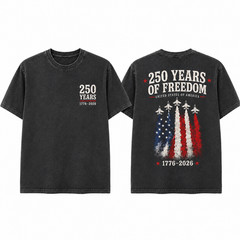 1776 2026 USA Freedom Washed T-Shirt Patriotic Graphic Tee for Men Size S-3XL