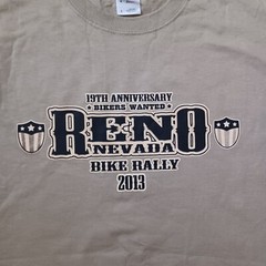 Reno Nevada Bike Rally Shirt Mens Large Beige Double Side Skull Wings Logo 2013