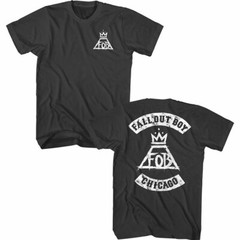 Fall Out Boy FOB Biker Logo Men’s T Shirt Chicago Punk Rock Tee Crowned Volcano