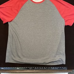 Men’s 3XL Jersey Top T-shirt Tee George Heathered Gray and Red Short Sleeve