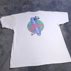 Vtg 90s Planet Hollywood Waikiki Beach Hawaii XL Shirt White Surf Stars Made USA