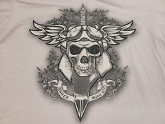 Avirex Shirt Men 3XL Off White Skull Sword Rhinestones Biker Grunge Graphic Logo