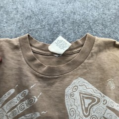 Vintage Primitives By Andrea Bragg Shirt Mens Large Beige Handprint Tribal Tee