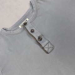 Devium Henley Shirt Mens XL Blue Thermal Waffle Knit Long Sleeve Tee Made USA