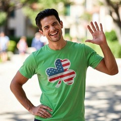 Mens American Flag Shamrock T Shirt Funny Saint Patricks Day Cool St Patty Humor