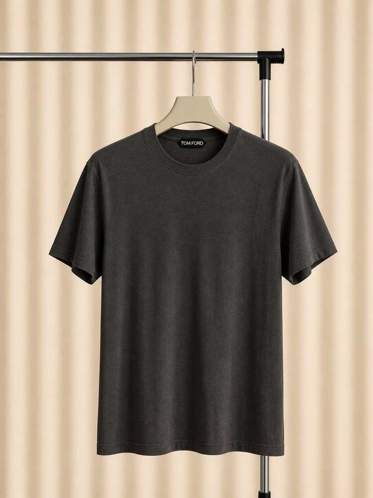 Tom Ford Black T Shirt Men Luxury Designer Minimalist Premium Cotton Tee Size:L