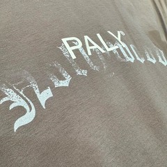 Faded Hollywood Motorcycle Font Paly Mens Beige Cotton T Shirt