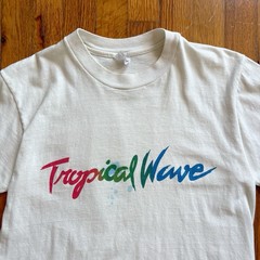 Vintage 1980’s Single Stitch Tropical Wave White Graphic Tee Shirt – Medium