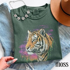 Retro Tiger Face Comfort Tee Jungle Wildlife Animal Big Cat