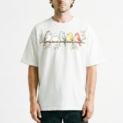 Watercolor Birds Branch T-Shirt Cute Bird Family Spring Tee