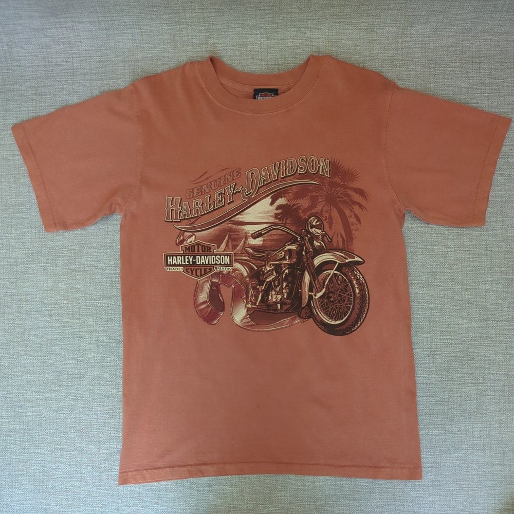 Harley-Davidson Gainesville Florida Motorcycle Graphic T-Shirt Orange Size S NWT