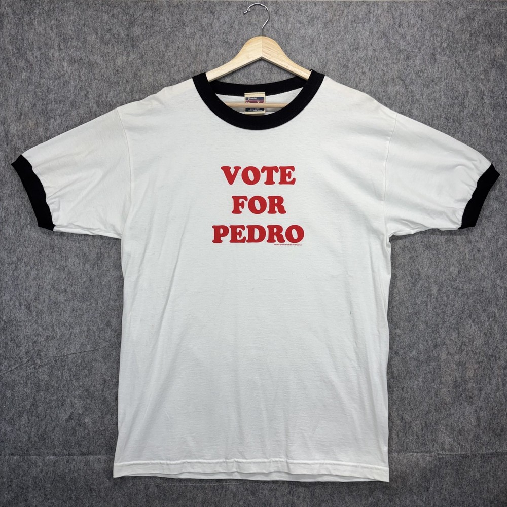 Vintage 2005 Vote for Pedro Napolean Dynamite Ringer T-Shirt Men’s Large White