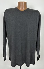 Vintage 90s V-Neck Shirt Men Large Minimal Gray Heavy Rayon Blend Robert Stock