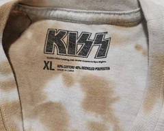 KISS Band Tie Dye Graphic Rock T-shirt Vintage Style Brown White Size XL