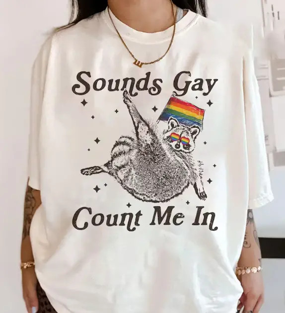 Sounds Gay Raccoon Shirt Funny LGBTQ Pride Tee