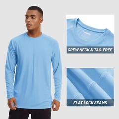 UPF50+ Men’s Long Sleeve Shirts Sun Block Quick Dry Workout Hiking Fishing Shirt