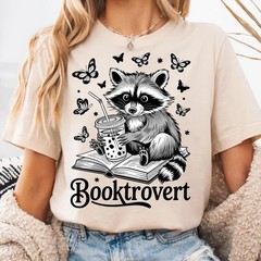 Booktrovert Raccoon Book Lover Comfort Tee