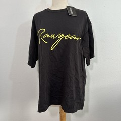 Rawgear T Shirt Mens S Black Embroidered Script Logo Gym Streetwear Casual