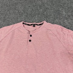 Public Rec Shirt Mens Medium Light Red Heather Short Sleeve Henley Pima Cotton