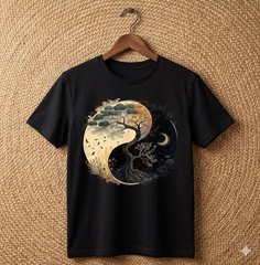 Yin Yang Tree of Life Sun Moon Duality T-Shirt Unisex – H217