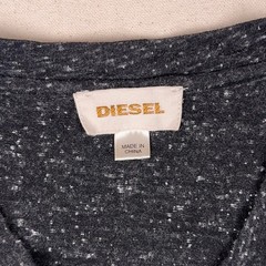 DIESEL Lightweight Stretch Slub Henley T-Shirt Mens M Slim Fit Heather Dark Gray