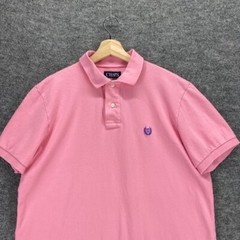 Chaps T-Shirt Men M Pink Short Sleeve Stretch Logo Polo Hi-Low Collared Cotton