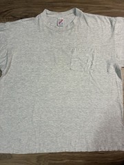 Vintage Jerzees T Shirt Pocket Tee Blank Mens Large Grey L Heathered 90s