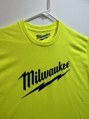 Milwaukee Neon T-Shirt (New Condition) M18 Battery Heavy Duty Power Tools Tee