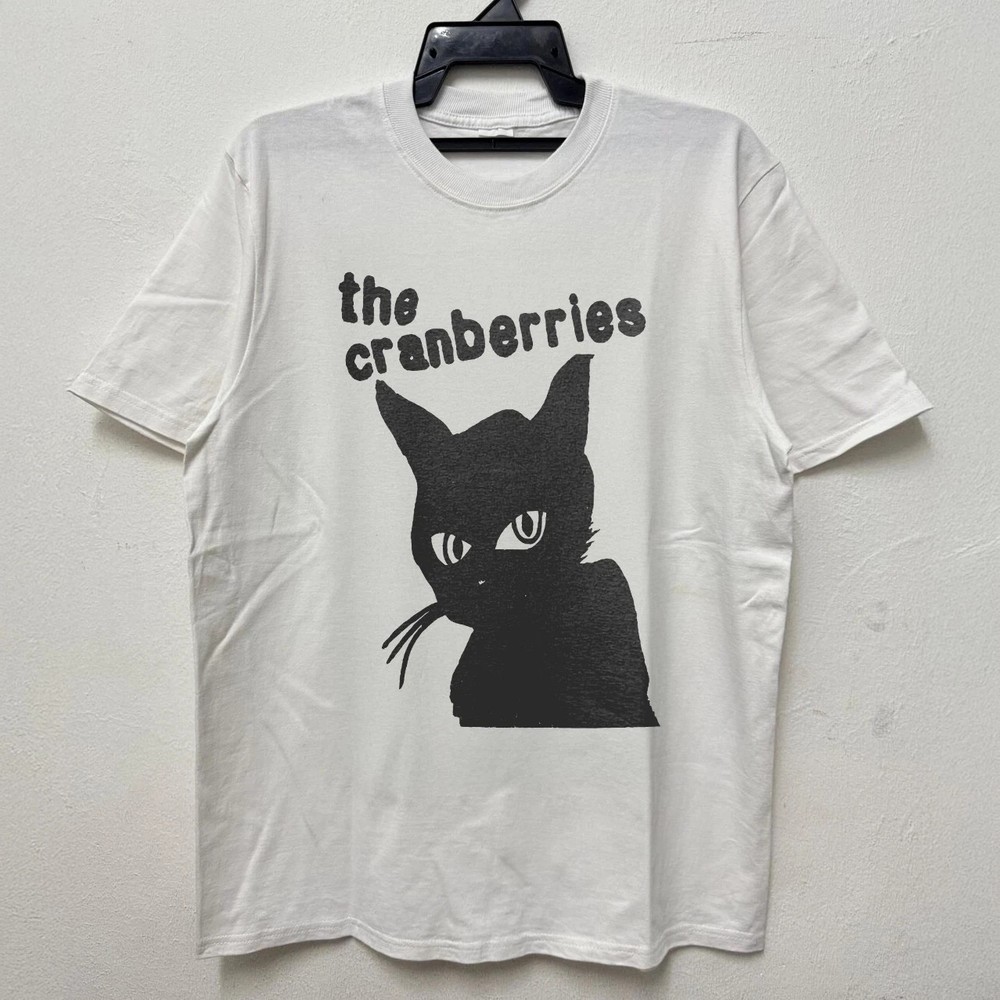 NEW! The Cranberries Black Cat Basic Unisex White T-shirt Size S-5XL