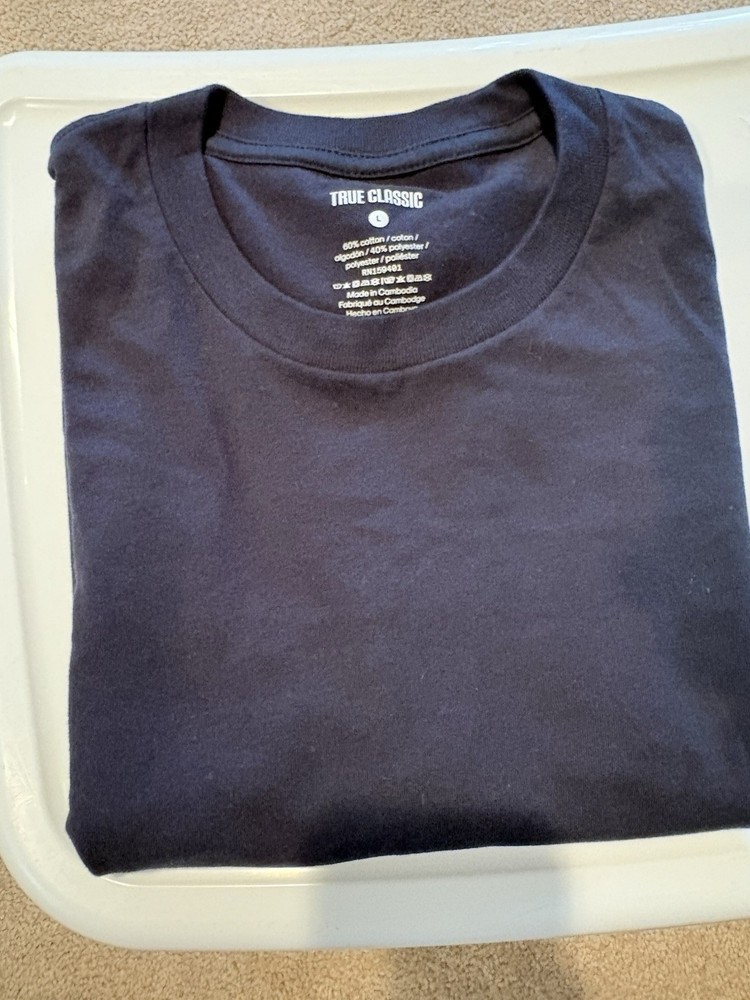 True Classic Men’s T-Shirt Short Sleeve Crew Neck Navy Large