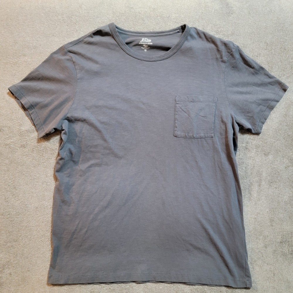 J.Crew Mens Gray Garment Dyed Slub Cotton Crew Neck Pocket Tee T-Shirt SZ XL