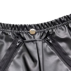 Sexy Men Zipper Mini Vest Sleeveless T-shirts Set Faux Leather Crop Tops+Shorts