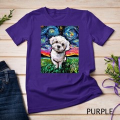 Maltipoo Starry Night White Maltese Poodle Dog Art by Aja T-Shirt Unisex T-shirt