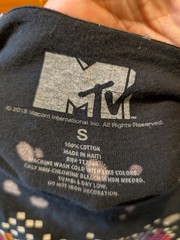 MTV Music Television Black Graphic Print Logo Tee Men’s S Cotton Bleached