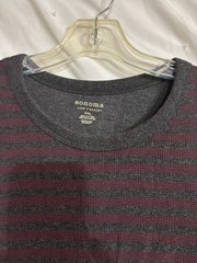 Sonoma Men’s XXL L/S Pullover Tshirt Gray Burgundy Stripe